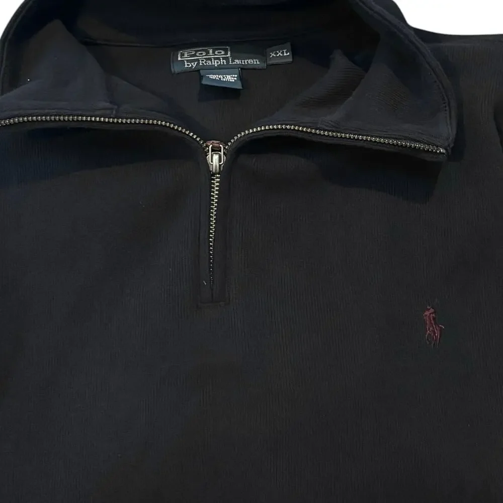Vintage Polo Ralph Lauren Estate Rib 1/4 Zip Pullover Navy Blue XXL